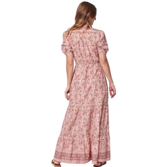 Faherty Orinda Earth Block Floral Maxi Dress A-line Silhouette Size XS New - Picture 4 of 16